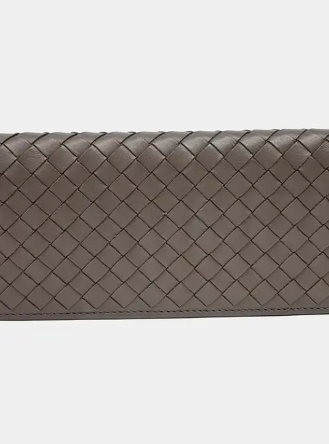 Bottega Veneta Brown Leather Mesh Long Wallet