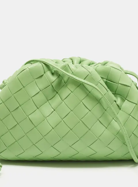 Bottega Veneta The Pouch Mini Light Green Intrecciato Leather Bag
