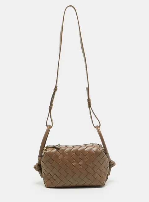 Bottega Veneta Loop Camera Small Beige Intrecciato Leather Bag