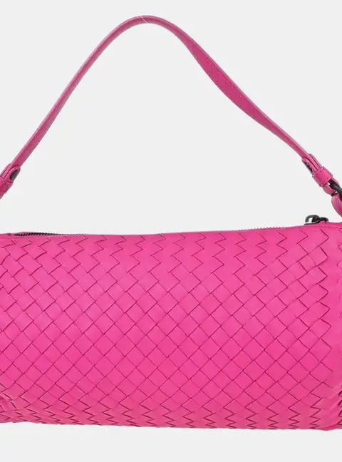 Bottega Veneta Intrecciato Pink Lambskin Leather Shoulder Bag