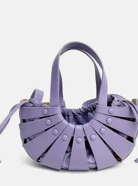 Bottega Veneta Purple Leather The Shell Tote and Crossbody Bag