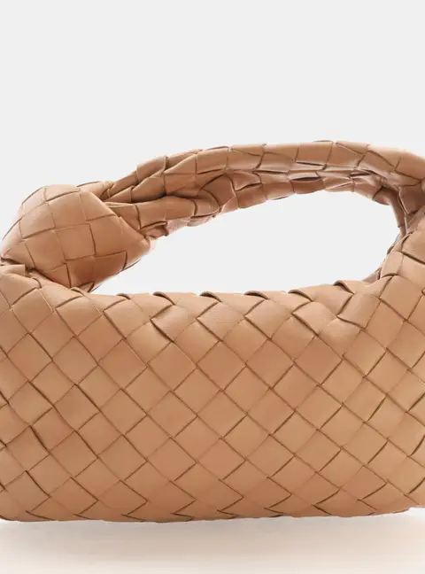Bottega Veneta Mini Jodie Almond Lambskin Leather Top Handle Bag