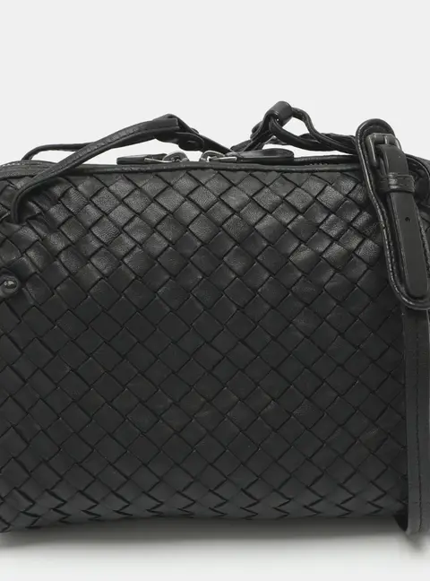Bottega Veneta Nodini Black Intrecciato Leather Crossbody Bag