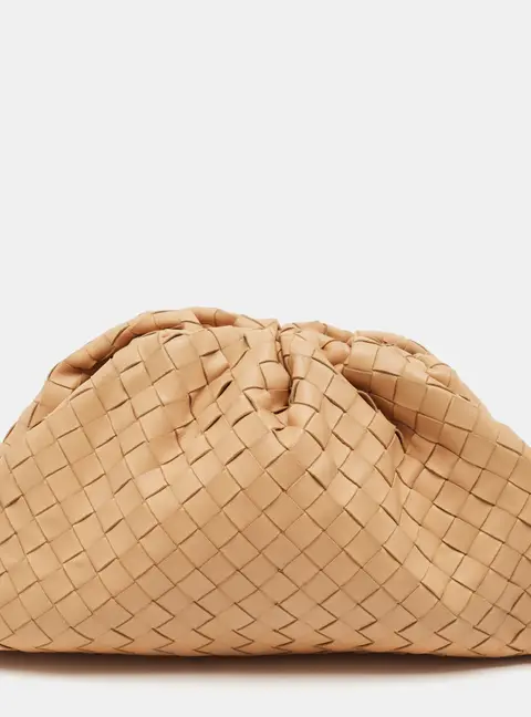 Bottega Veneta The Pouch Classic Beige Intrecciato Leather Clutch