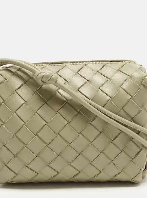 Bottega Veneta Loop Mini Light Green Intrecciato Leather Camera Bag
