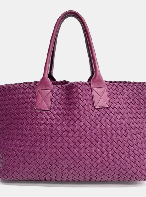 Bottega Veneta Cabat Tote Purple Intrecciato Leather Tote Bag