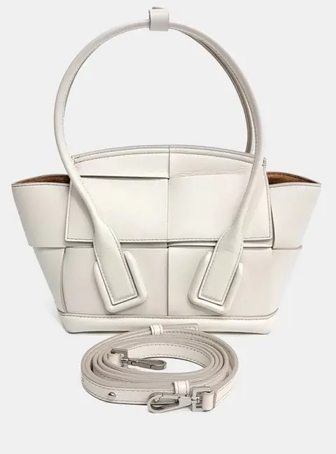 Bottega Veneta Arco Mini Cream Leather Top Handle Bag