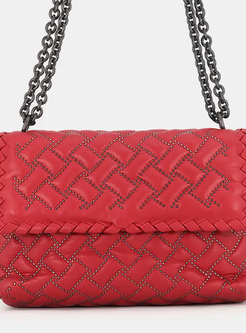 Bottega Veneta Olympia Red Lambskin Leather Shoulder Bag