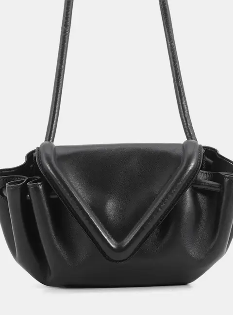 Bottega Veneta Beak Small Black Leather Shoulder Bag