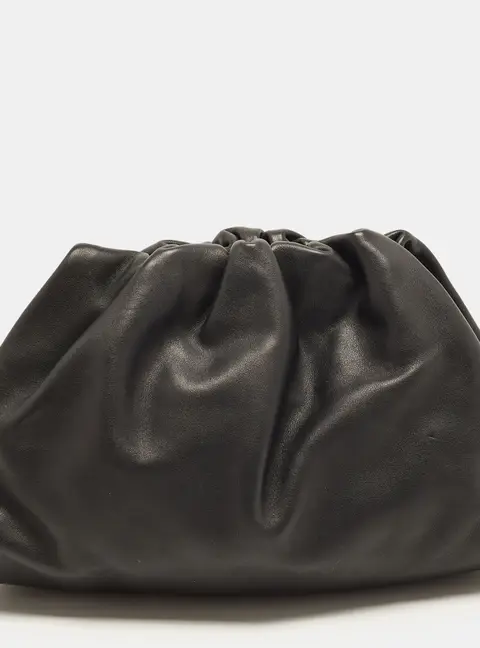Bottega Veneta The Pouch Teen Black Leather Clutch