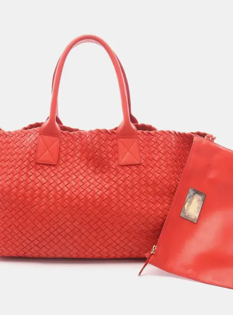 Bottega Veneta Cabat MM Red Intrecciato Nappa Leather Tote Bag