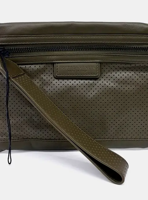 Bottega Veneta Green Leather clutch