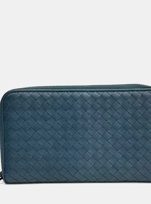 Bottega Veneta Blue Leather long wallet