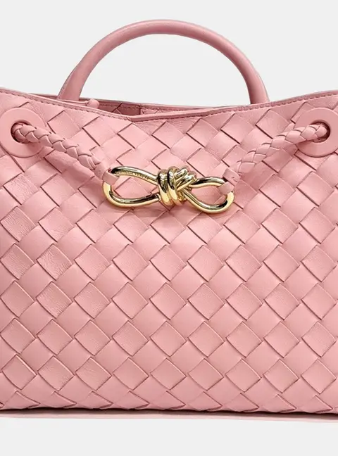 Bottega Veneta Andiamo Small Pink Lambskin Leather Top Handle Bag