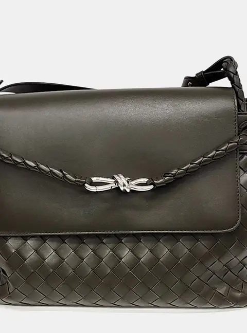Bottega Veneta Andiamo Small Khaki Calfskin Leather Messenger Bag