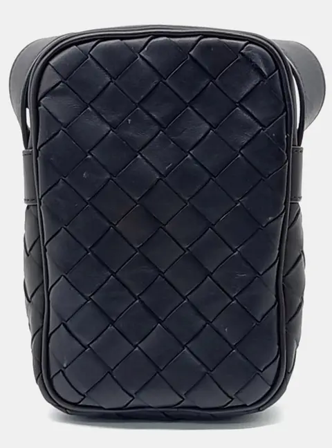 Bottega Veneta Mesh Black Leather Crossbody Bag