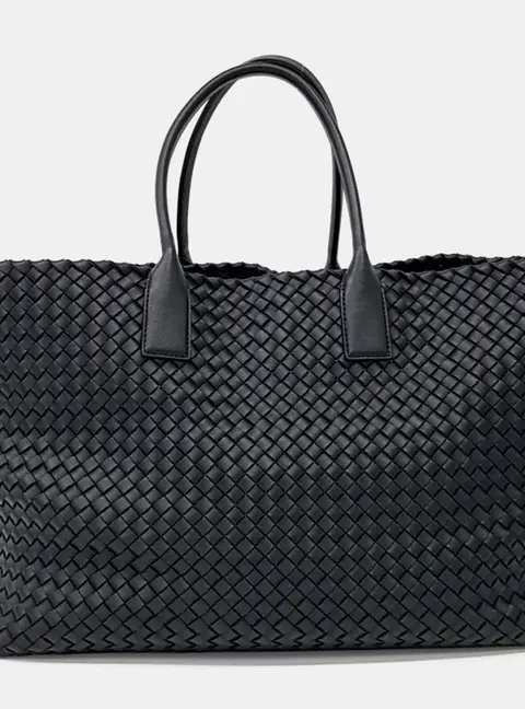 Bottega Veneta Cabat Tote Black Woven Leather Top Handle Bag