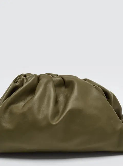 Bottega Veneta The Pouch Classic Olive Green Leather Clutch