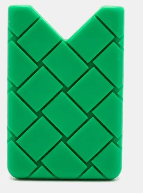 Bottega Veneta Green Intreccio Rubber Silicone Card Holder