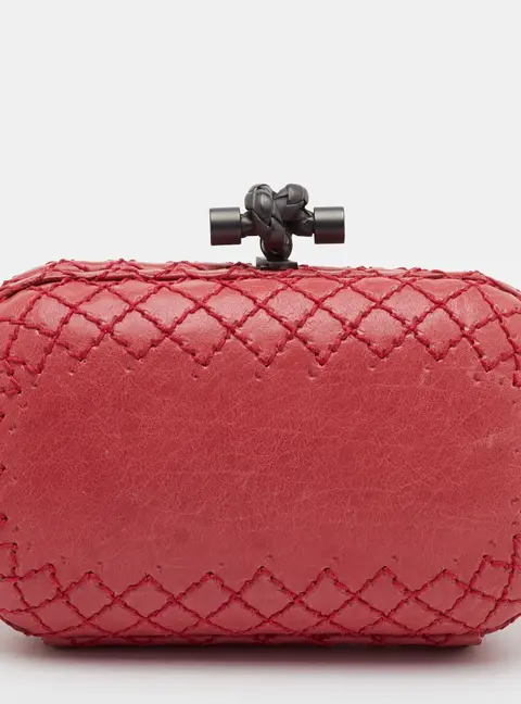 Bottega Veneta Knot Cherry Leather Clutch