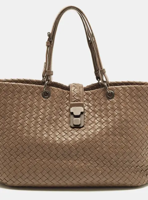 Bottega Veneta Capri Dark Beige Intrecciato Leather Tote
