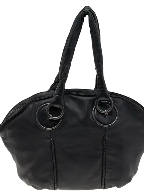 Bottega Veneta Black Lambskin Leather Satchel