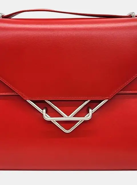 Bottega Veneta The Clip Small Red Calfskin Leather Shoulder Bag