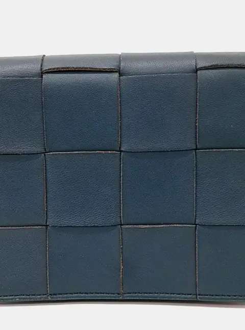 Bottega Veneta Cassette Mini Teal Lambskin Leather Crossbody Bag