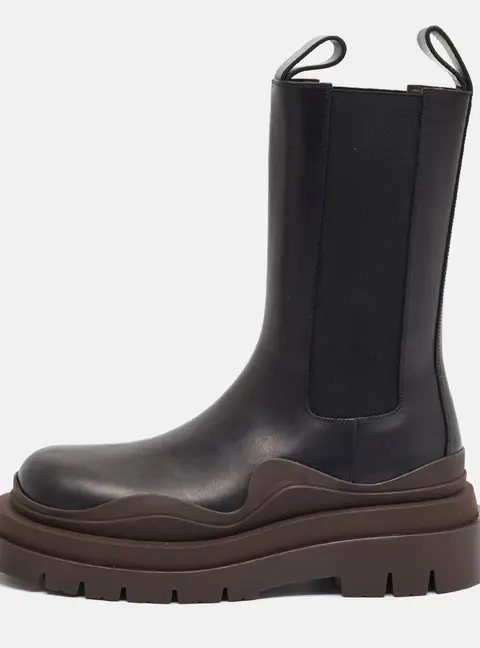 Bottega Veneta Tire Size 38 Black Leather Boots