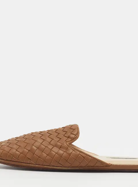 Bottega Veneta Fiandra Size 37 Brown Woven Leather Mules