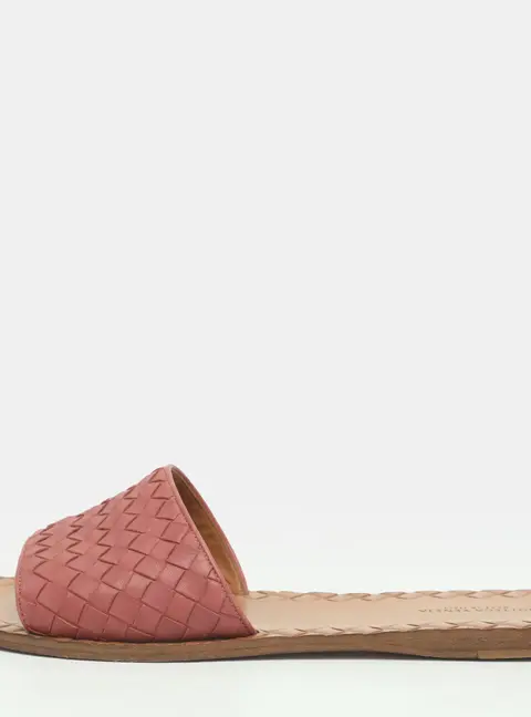 Bottega Veneta Ravello Size 40 Pink Intrecciato Leather Flat Sandals