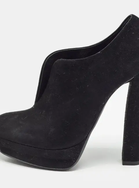 Bottega Veneta Black Suede Platform Ankle Boots Size 38.5