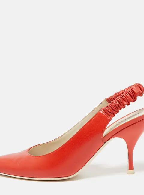 Bottega Veneta Orange Leather Pointed Toe Slingback Pumps Size 39