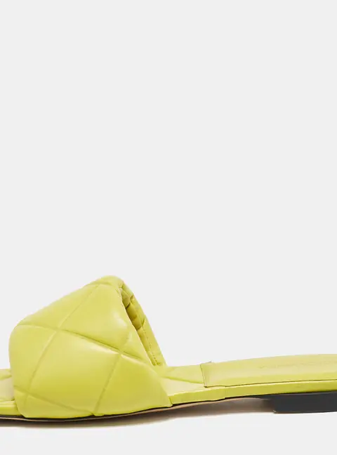 Bottega Veneta Yellow Quilted Leather Lido Flat Slides Size 40