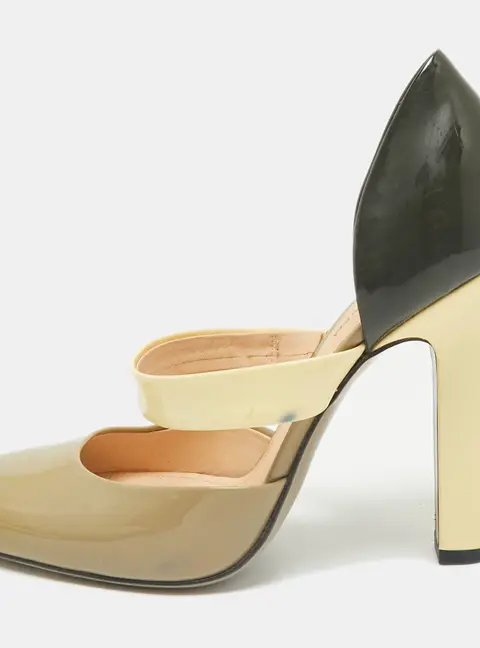 Bottega Veneta Green/Black Patent Leather Mary Jane Pumps Size 37