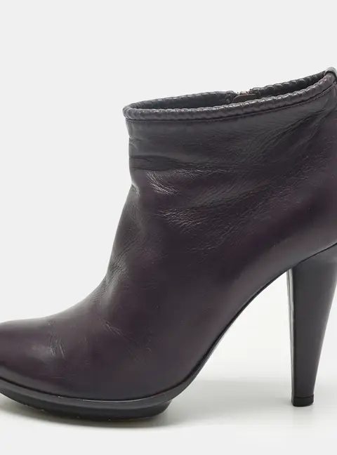 Bottega Veneta Purple Leather Ankle Length Boots Size 39.5