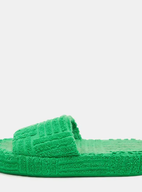 Bottega Veneta Green Fabric Slide Sandals Size 39