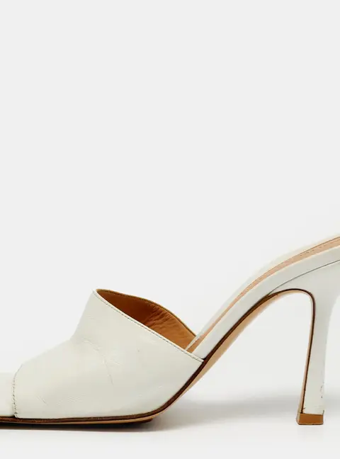 Bottega Veneta Lido Size 36.5 White Leather Slide Sandals