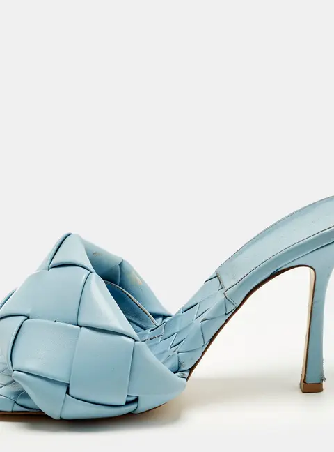 Bottega Veneta Lido Size 41 Blue Intrecciato Leather Slide Sandals