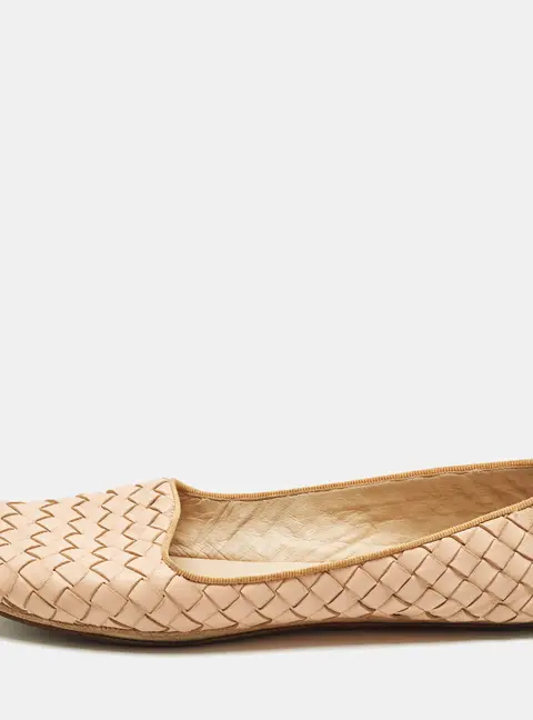 Bottega Veneta Size 37.5 Blush Pink Intrecciato Leather Smoking Slippers