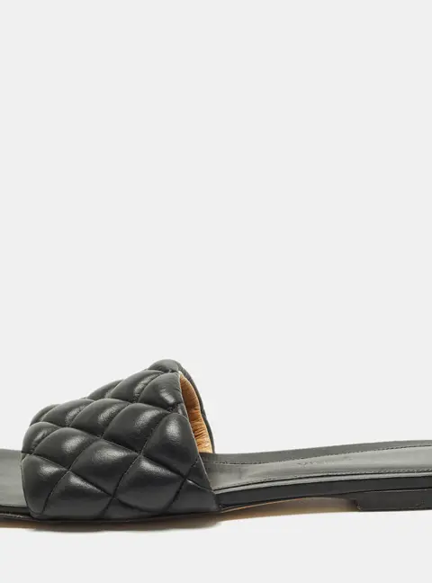 Bottega Veneta Lido Size 36.5 Black Leather Flat Slides