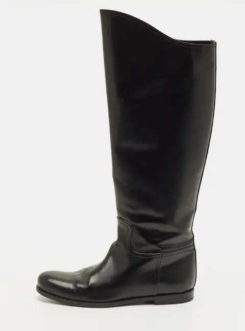 Bottega Veneta Veneta Size 35 Black Leather Riding Boots