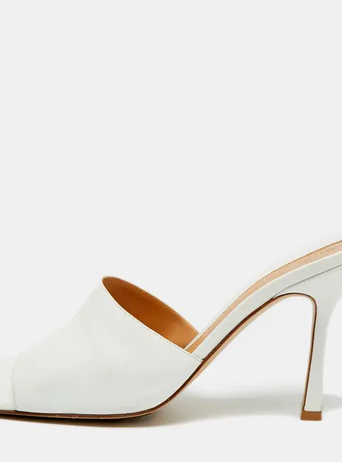 Bottega Veneta Strech Size 41 White Leather Slide Sandals