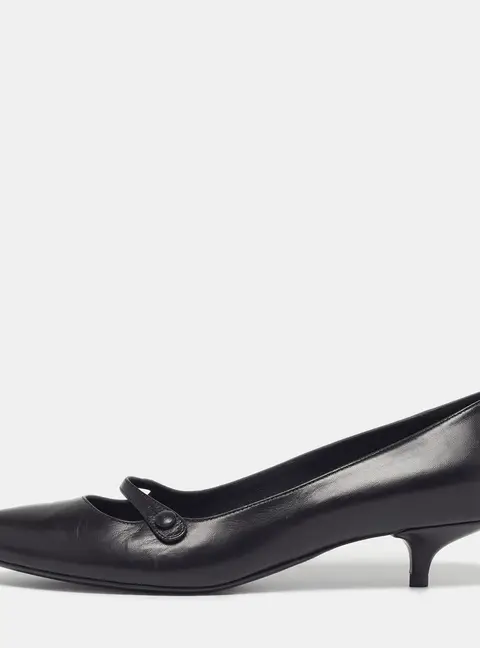 Bottega Veneta kitten Heel Size 38 Black Leather Mary Jane Pumps
