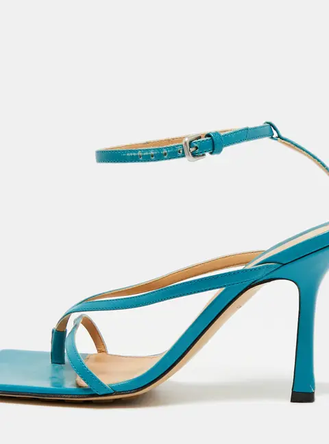 Bottega Veneta Stretch Size 36 Blue Leather Ankle Strap Sandals