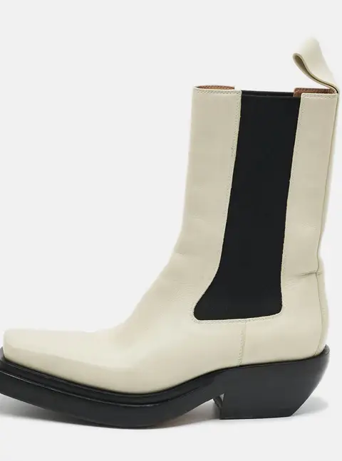 Bottega Veneta Cliff Size 38.5 Cream Leather Ankle Length Boots