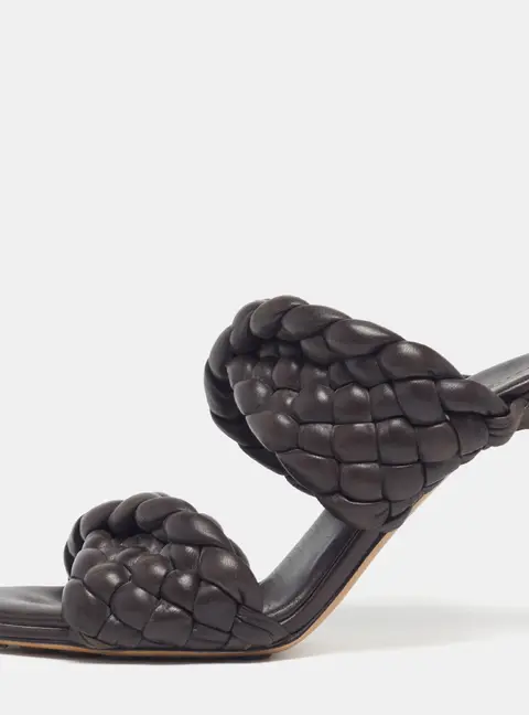 Bottega Veneta Curve Size 39 Dark Brown Intrecciato Leather Slide Sandals