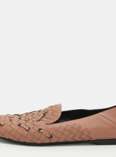 Bottega Veneta Fiandra Size 36 Nude Pink Leather and Snakeskin Leather Ballet Flats