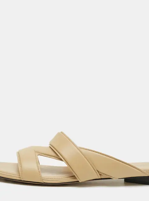 Bottega Veneta The Band Size 41 Beige Leather Flat Slides