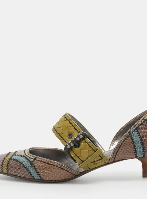 Bottega Veneta Size 35 Multicolor Patent Leather and Python Leather Pumps